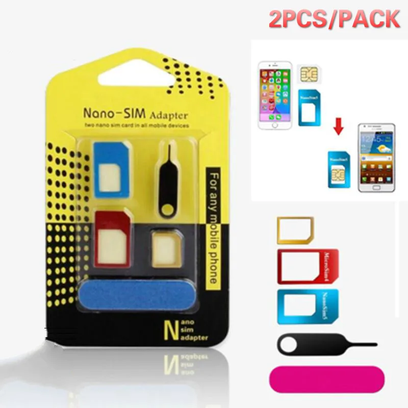 

5 in1 Sim Card Adapter Nano Micro Standard Kit Converter With Sander Bar Tray Open Needle For iPhone 5S 7 Plus 6S xiaomi