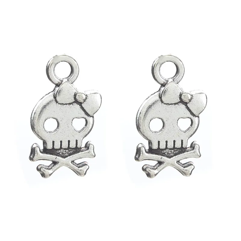 

20pcs Creative Alloy Skull Charms Bracelet Necklace Pendant Diy Jewelry Making Accessories Crafts Handmade 16*9mm