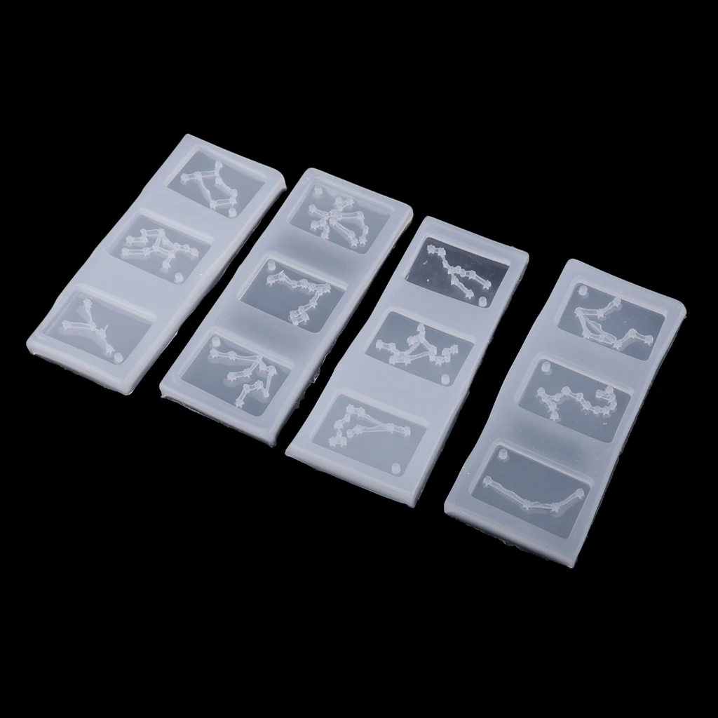 

4 Pieces DIY Silicone Constellation Pendants Charms Mould with Hole Resin Casting Mold for DIY Necklace Earrings
