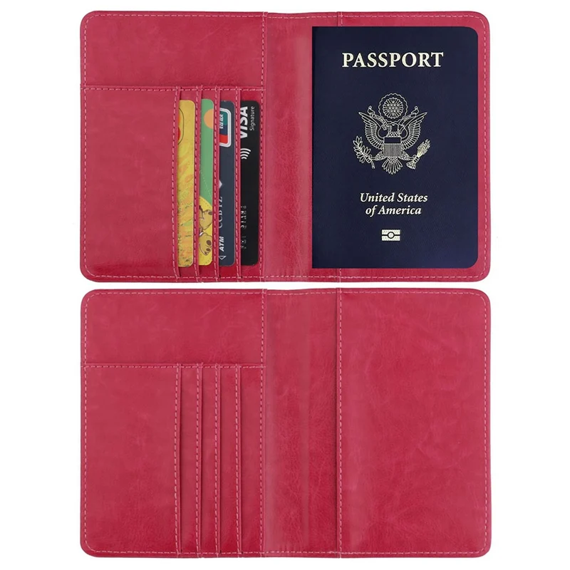 Vintage Leather Passport Holders PU Leather Passport Covers Bank Card ID Credit Card Holder RFID Travel Document Cover