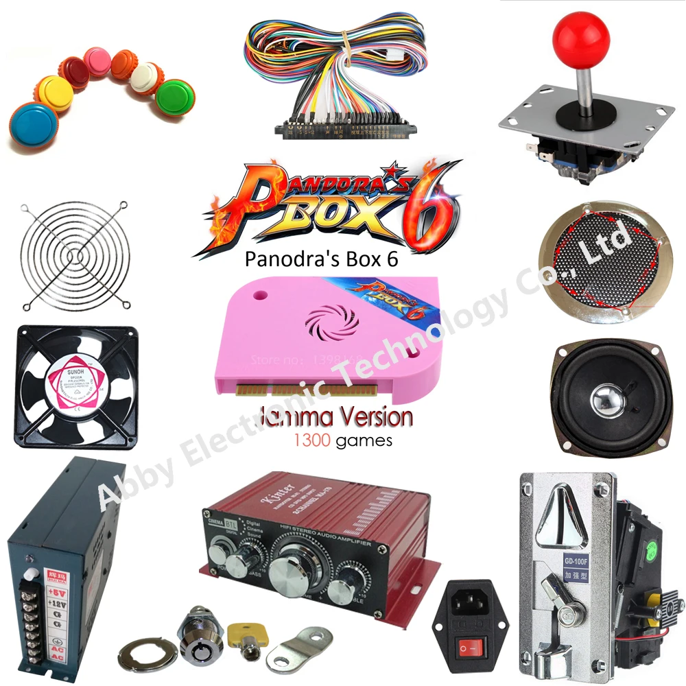 

DIY arcade kit 2 players jamma with 1300 in 1 pandora jamma board Joystick coin Acceptor Microswitches Buttons