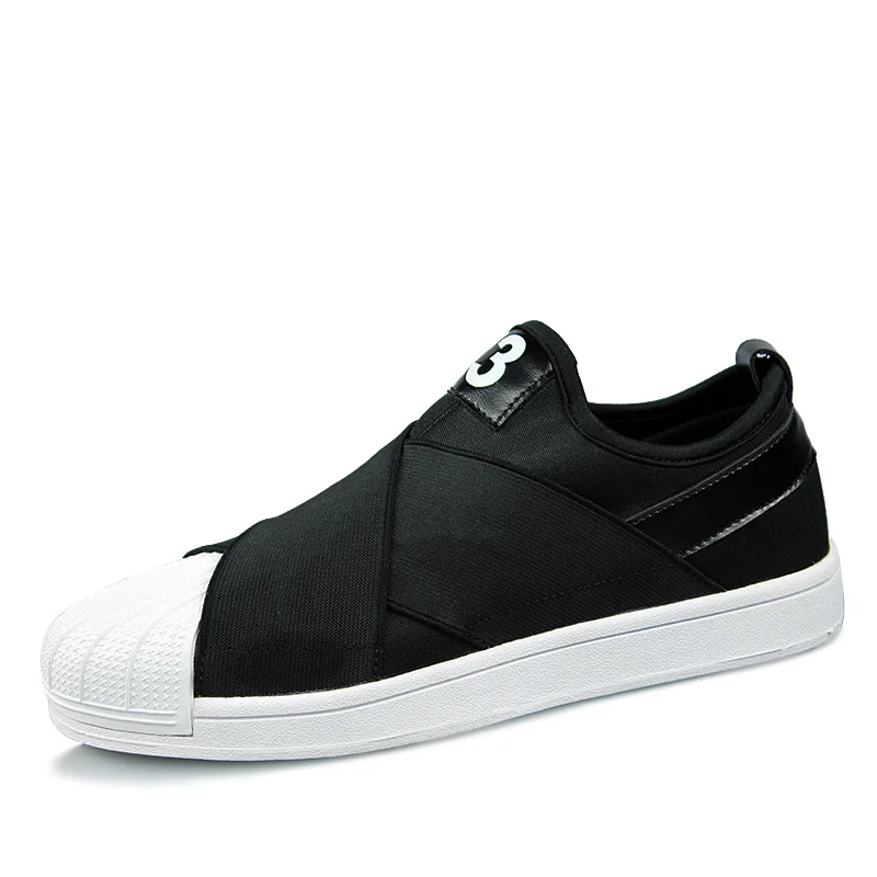 Мужская обувь для скейтбординга без шнуровки, дышащая осенне-летняя сетчатая обувь для влюбленных, брендовые 350 кроссовки суперстары - Цвет: Черный