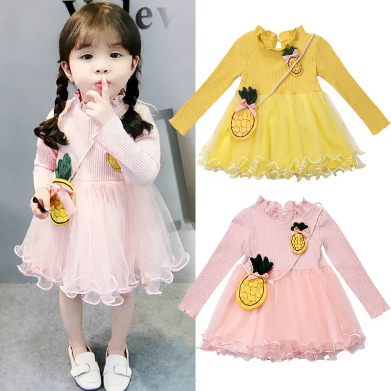 Fashion Pineapple Baby Kids Girls Newborn Princess Pageant Party Tutu Dress Lace Flower Dresses | Детская одежда и обувь