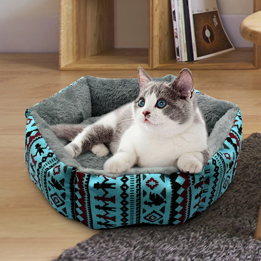 Круглая зимняя кровать для щенков и кошек котят теплое одеяло домашних животных