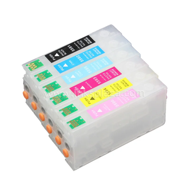 UP 2sets T5591 T5596 RX 700 Refillable Ink Cartridge compatible For Epson RX 700 RX700 Printer