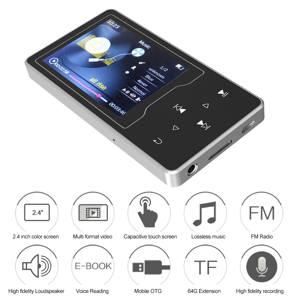 

RUIZU MP3 MP4 Digital Player D08 8GB 2.4 Inch Screen Music Player Lossless Audio & Video Player FM Radio E-book Reading TF Card