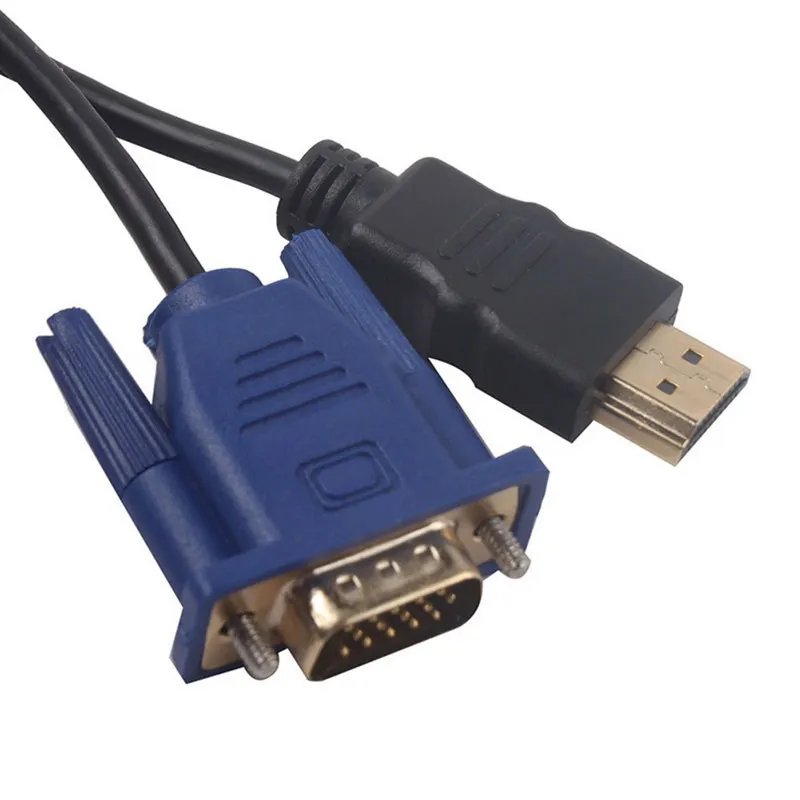 

Premium Version 6 ft 1.8M Gold HDTV HDMI to VGA Male HD15 Adapter Cable Cord For PC TV DF Black