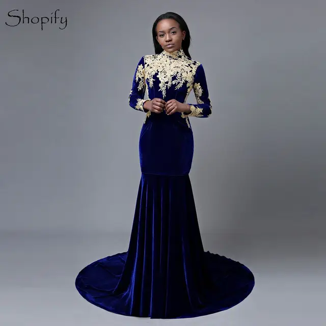 royal blue high neck dress