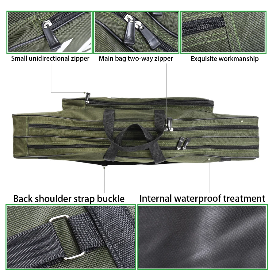 Waterproof 80cm Fishing Bag Oxford Cloth Folding Fishing Rod Reel Bag Fishing Tackle Storage Bags Travel Carry Case 6