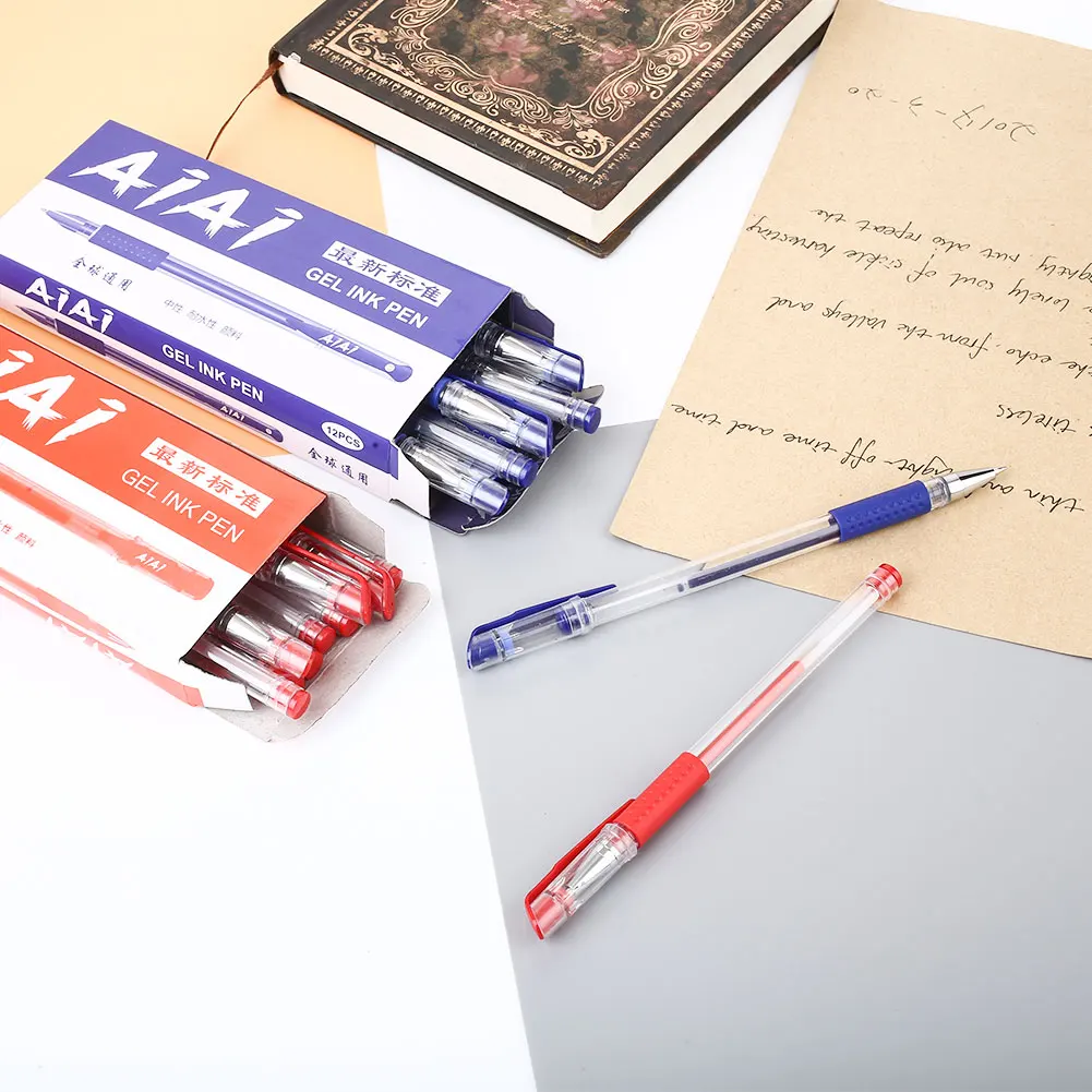 

12Pcs 0.5mm Gel Ink Ballpoint Pen Plastic School Student Study Stationery