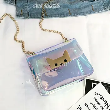 

Women's PVC transparent mini bag shoulder bag holographic laser chain handbag Messenger bag