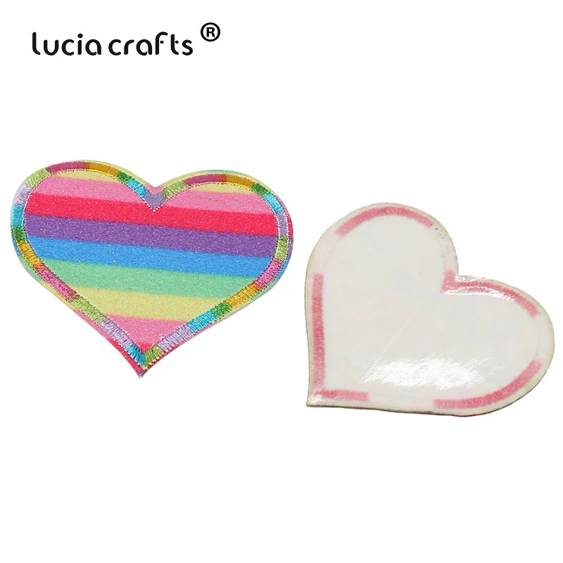 15cm PINK LOVE HEART SHAPE Embroidered Iron Sew On Cloth Patch Badge APPLIQUE