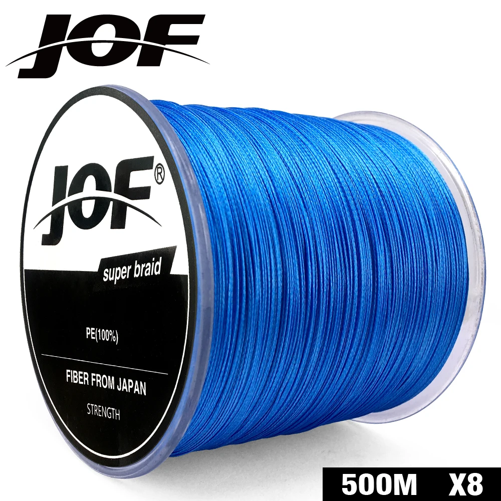 Леска JOF плетеная 8 нитей флуоресцентный синий 100 м 150 300 500 1000 шнур linha multifilamento