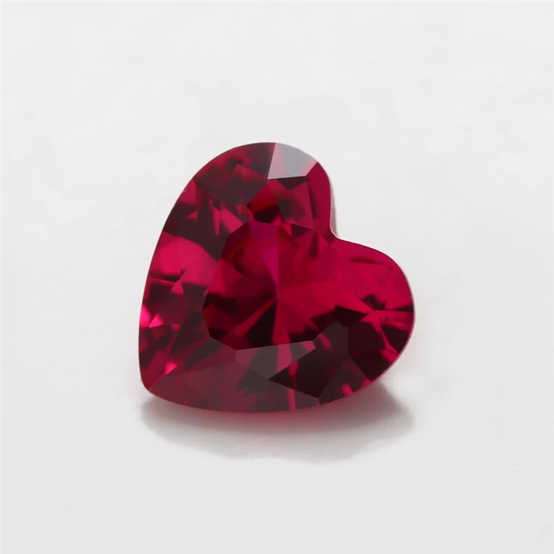 

50PCS 3x3~10x10mm Heart Shape Loose Stone Red stone synthetic corundum stone for jewelry 5# color Machine Cut
