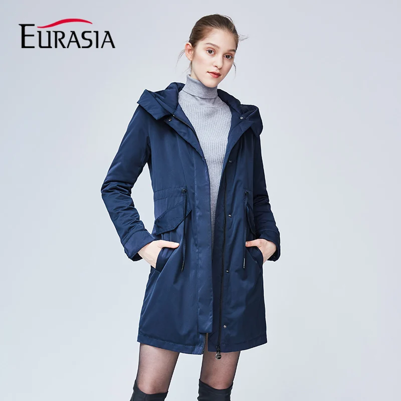 Евразии осень Для женщин ветровка пальто мода повседневная куртка с длинным рукавом средней длины длинная куртка пальто женщина MD1855 - Цвет: Dark blue
