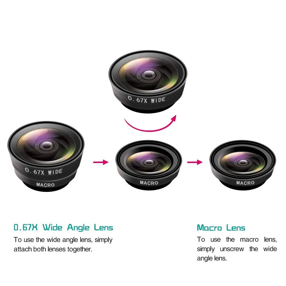 BOLAKER 3 в 1 HD рыбий глаз камера Макро широкоугольный объектив для телефона для iPhone x xs 8 7 Plus X для samsung Xiaomi redmi
