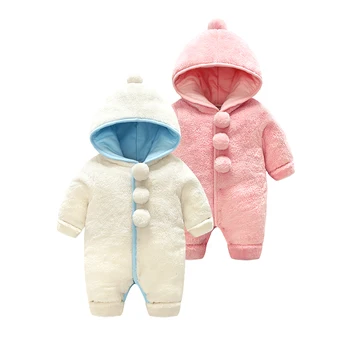 

Winter Newborn Baby Rompers Thicken Warm Cotton Boys Girls Jumpsuit Hooded Clothing Ball Long Sleeves Onesie Costume