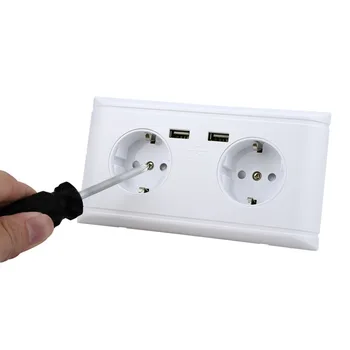 

EU Plug Multi-Functional Wall Power Outlet Socket with USB Port For Phone Charging 250V Double Switchs Household Outlet White