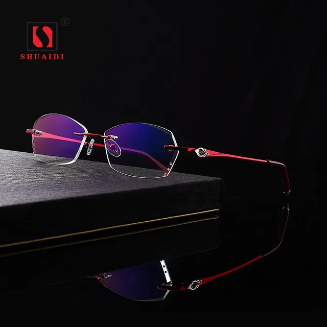 Best Offers Women'S Optical Lenses Blue Light Blocking Glasses Resin Rimless Eyeglass Plain Mirror Computer Glasses Anti Blue Rays Radiation