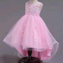 Милая Детская одежда элегантное платье для девочек Сетчатое платье-пачка принцессы с открытой спиной для вечеринки и дня рождения, детское платье с цветочным принтом, костюм WGCL36