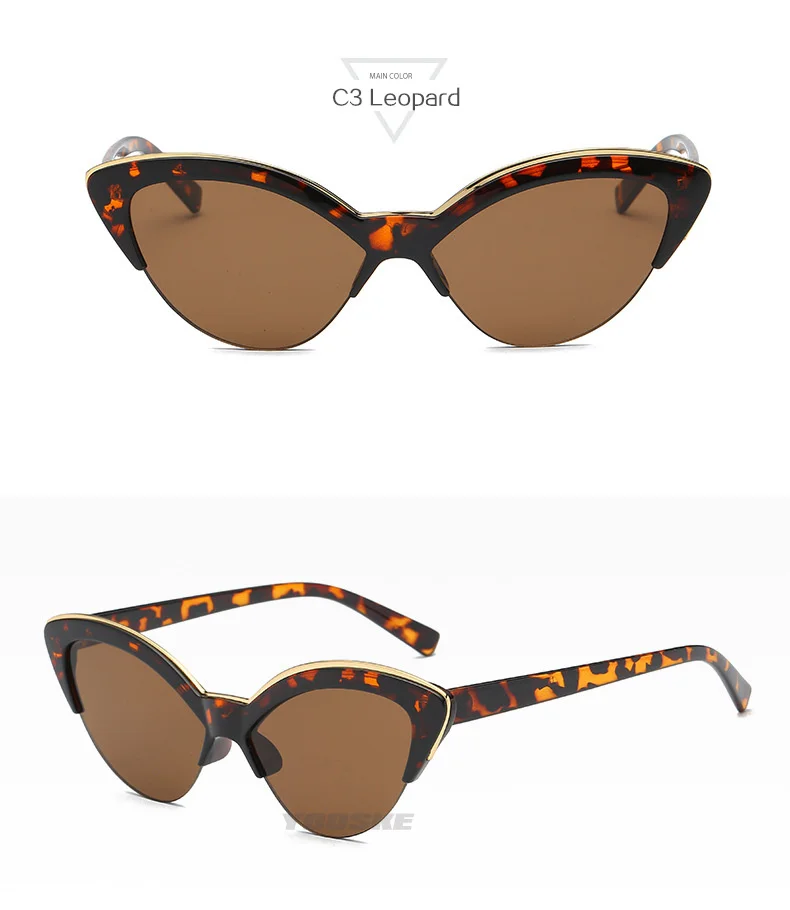 Oulylan, кошачий глаз, женские солнцезащитные очки,, половинная оправа, прозрачный цвет, солнцезащитные очки, женские, модные, синие, желтые очки «кошачий глаз», UV400