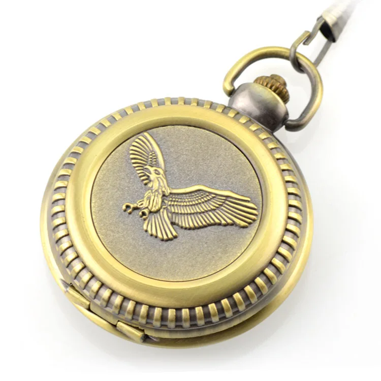 Antique-Bronze-Gold-Eagle-Design-Fob-Quartz-Pocket-Watch-With-Necklace-Chain-Pendant-Gift-for-Boys