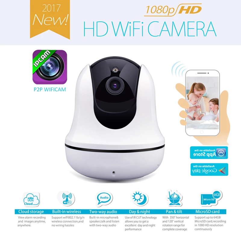 

Security 1080P IP Camera 2MP CCTV Wireless Camera Remote Monitoring System Two-ways Audio Talk,Build-in Mic & Speaker