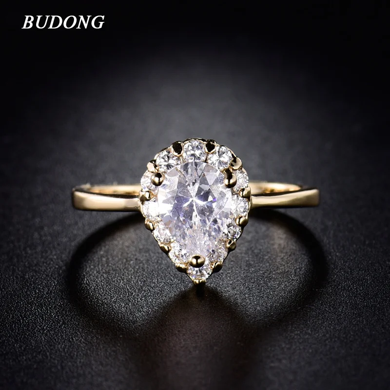 budong fashion large teardrop crystal engagement ring for women 2017 gold color rings austrian cubic - Teardrop Wedding Rings budong fashion large teardrop crystal engagement ring for women 2017 gold color rings austrian cubic - Teardrop Wedding Rings