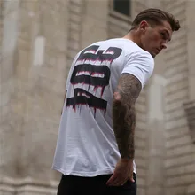 Для мужчин короткий рукав принты Бег Футболка спортивная футболка Открытый Бег Топы корректирующие тренажерный зал Спортивная