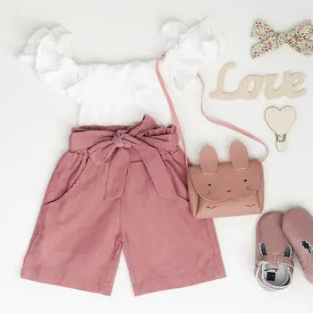 

Fashion Baby Kid Girl Off-shoulder Top+Wide Leg Trousers Summer Clothes Outfit