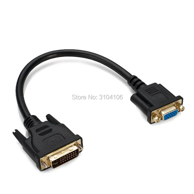 Аналоговый адаптер преобразователь DVI 24 + 5 папа VGA мама для монитора 30 см черный dvi