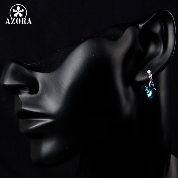Серьги подвески AZORA Stellux из австрийского хрусталя цвета белого золота TE0036|drop