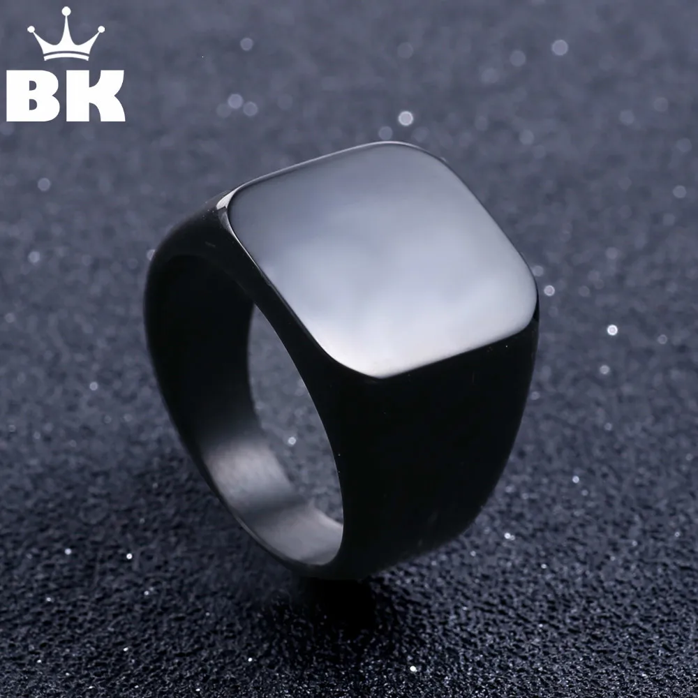 Men's High Polished Ring Stainless Steel Square Solid