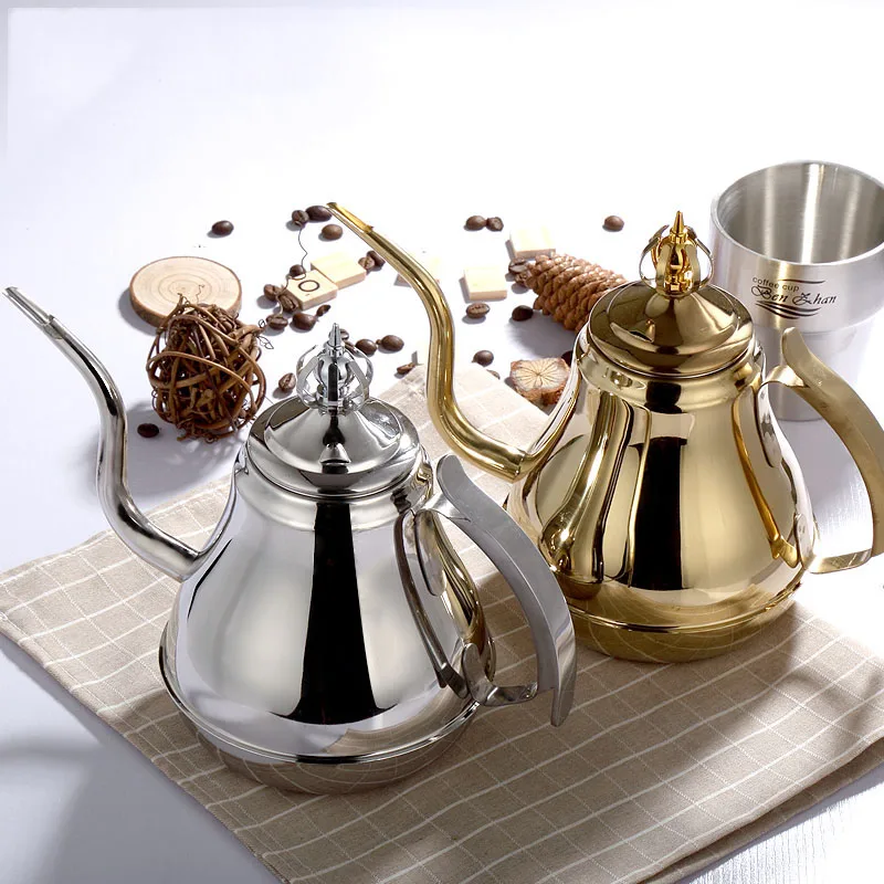 

Thick stainless steel teapot with strainer Hotel restaurant Hotel for induction cooker long mouth large capacity