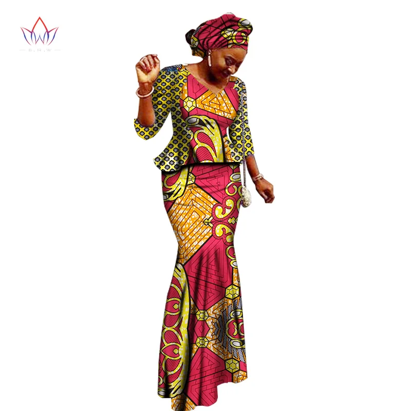 2017 African Women Clothing Brand African Vestido 6XL Wax traditional african clothing 2 pieces for Women Skirt Set none WY1401