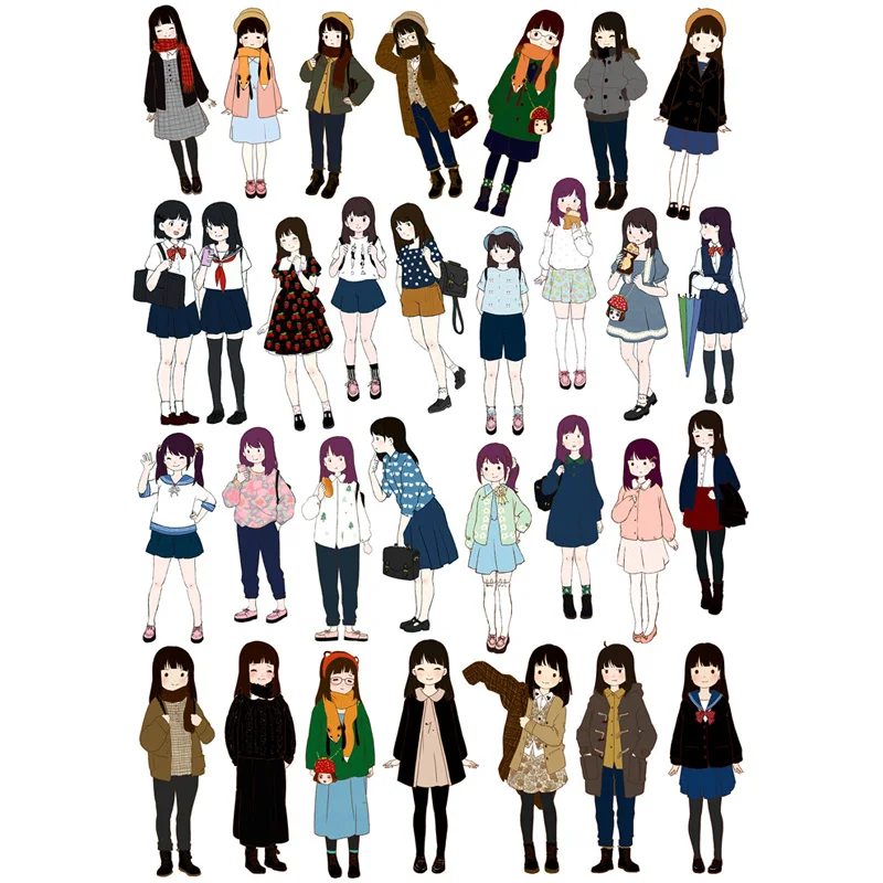 

2 pcs/lot Student Girl DIY Decoration Uncut Waterproof Paper Sticker Post It Stationery Scrapbook Cute Diary Planner Stickers