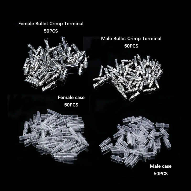 200/240 шт. обжимной инструмент для обжима комплект 4 мм пуля обжимной терминальные проволочные соединители 50 женские+ 50 мужской+ 50 чехол+ 50 чехол