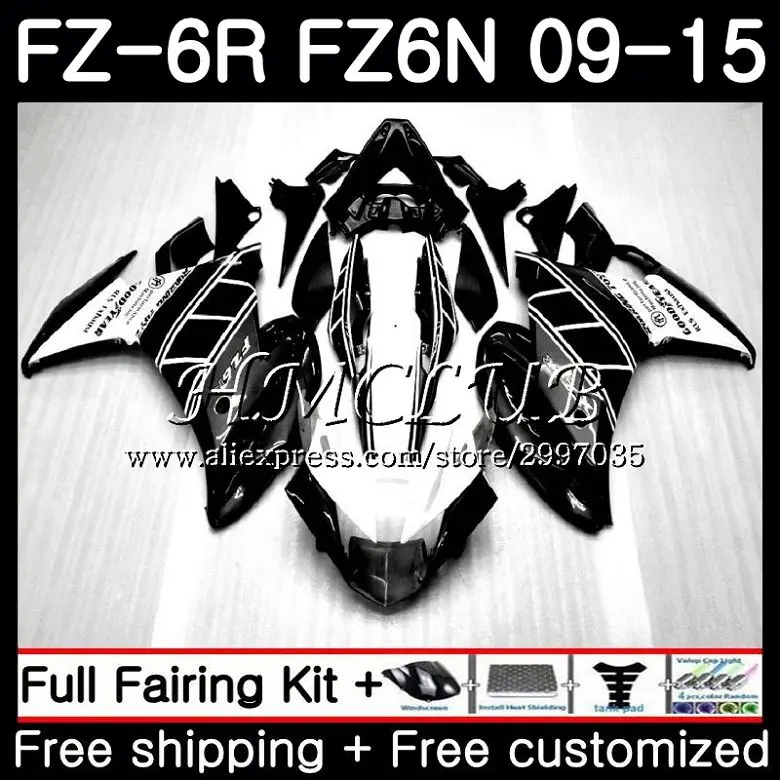 Корпус для YAMAHA FZ6N FZ-6R черный белый 2009 2010 2011 2012 2013 2014 2015 22HC. 11 FZ 6R FZ6 R FZ6R 09 10 12 13 14 15