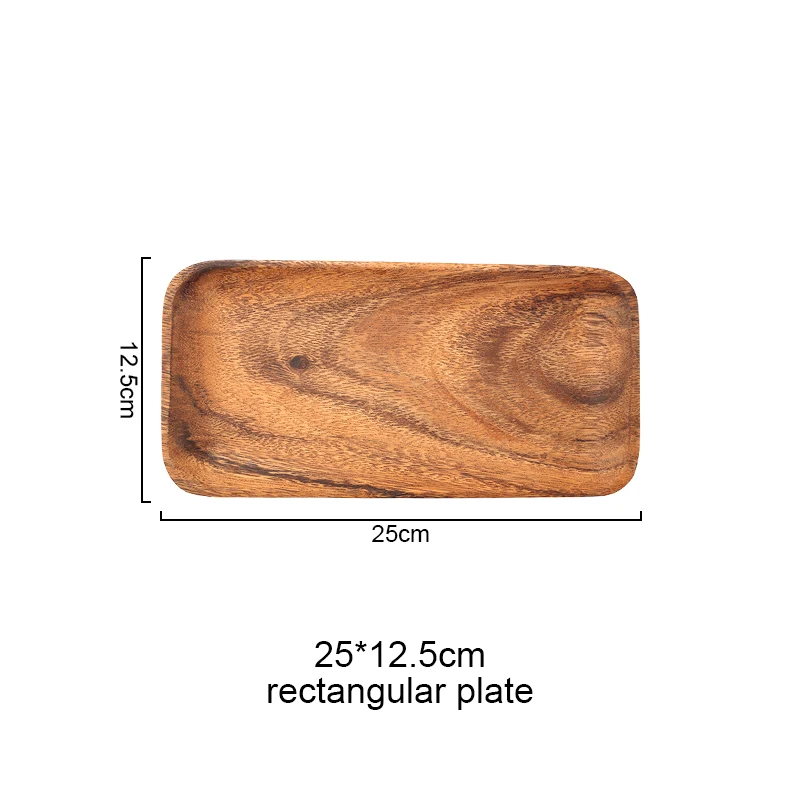 Деревянный поднос обеденная тарелка Акация еда десерт чайная тарелка круглая квадратная прямоугольная - Цвет: rectangle 25cm 12cm