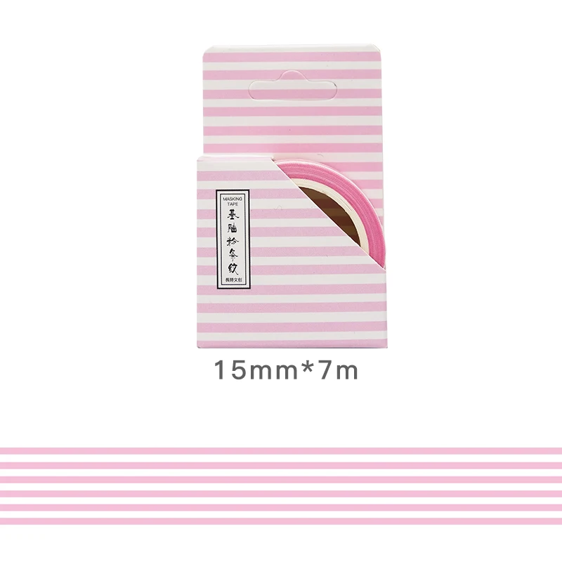 

1pc 15mmx7M scrapbooking washi tape slim, lovely pink ruled grid basic shape notebook diary planner diy accessory masking tape