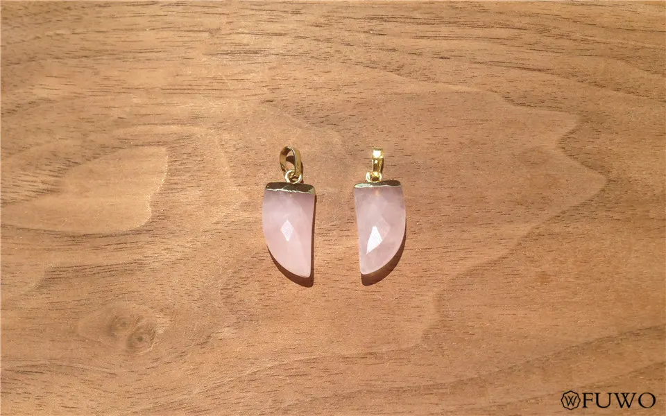 Horn Shape Natural Rose Quartz Pendant 9
