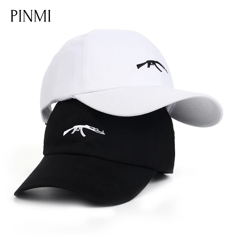 

PINMI Embroidery Guns Baseball Hat Cap Men Women Snapback Cap Black White Dad Hat Adjustable Street Hip Hop Cap Trucker Hat Bone