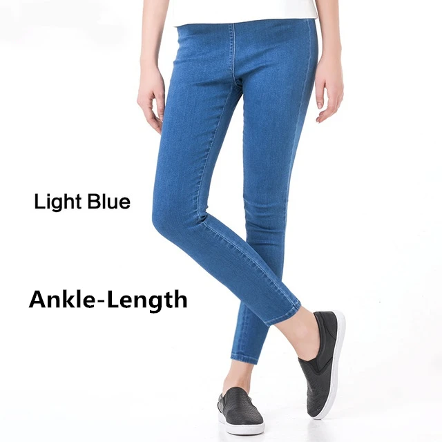Женские джинсы, осень-лето, высокая талия размера плюс, тянущиеся, полная длина, обтягивающие, тонкие, джинсовые штаны для женщин, 4XL 5XL 6XL - Цвет: light blue Ankle  1