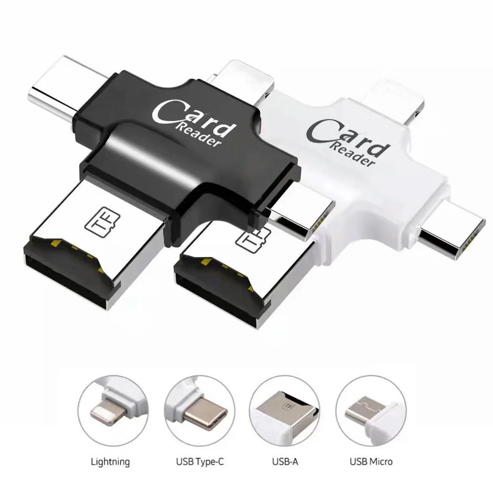 4in1 Type-c/Micro USB/USB 2.0 Memory Card Reader Micro SD TF Card Reader Adapter for Android Ipad iPhone X/8/7OTG Cardreader