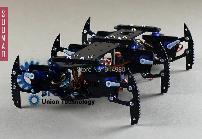 

DIY black spider robot hexapod robot kit bulk,toy, steering gear +PMMA rack + Aron AA Super Glue