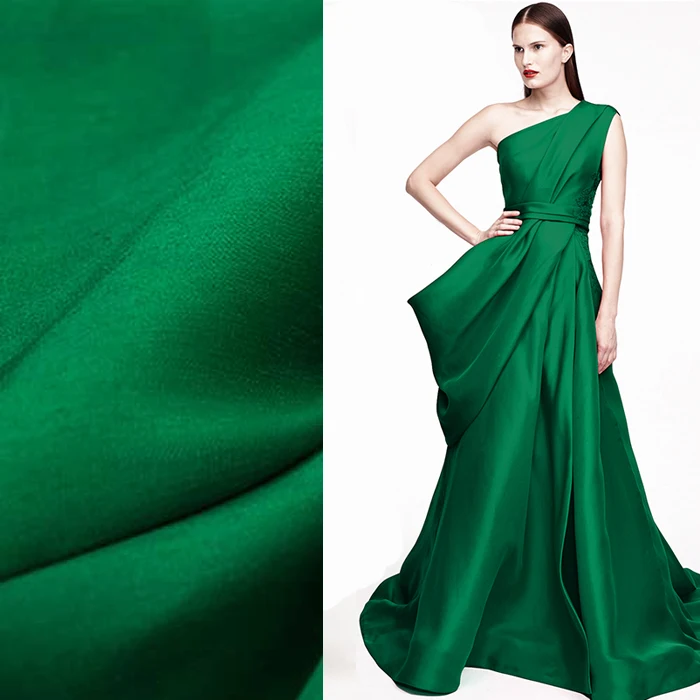 

140CM Wide 32MM Solid Color Green Silk Linen Fabric for Spring and Autumn Dress Clothes Blouse E420