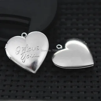 

Stainless Steel SUS Photo Locket Pendant I Love You Heart Locket European Charms DIY Findings Settings 29x7mm
