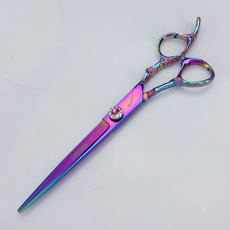 E 7 inch cutter Уход за лошадьми собака ножницы комплект серебро сливы узор 7 дюймов 6 дюймовый Профессиональный резки собаки ножницы комплект груммер филировочные ножницы - Цвет: E 7 inch cutter