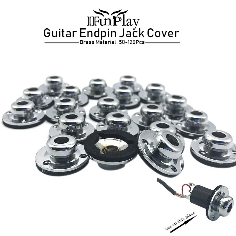 50Pcs Brass Guitar Endpin Jack Plate Socket Covers Guitar Jack Strap