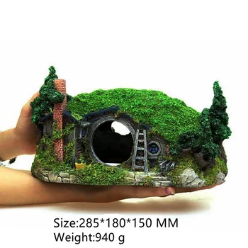 

New Aquarium Decoration Stone Islande Fish Tank Ornament Resin Hobbit Home Stone Is Land Decorative Rocks Background Dccessories